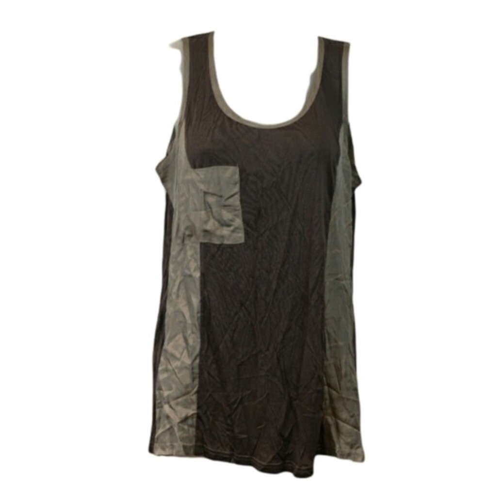 Mystree Gray Pocket Silk Tank Sleeveless Top 100% Silk Large NWT Oversized